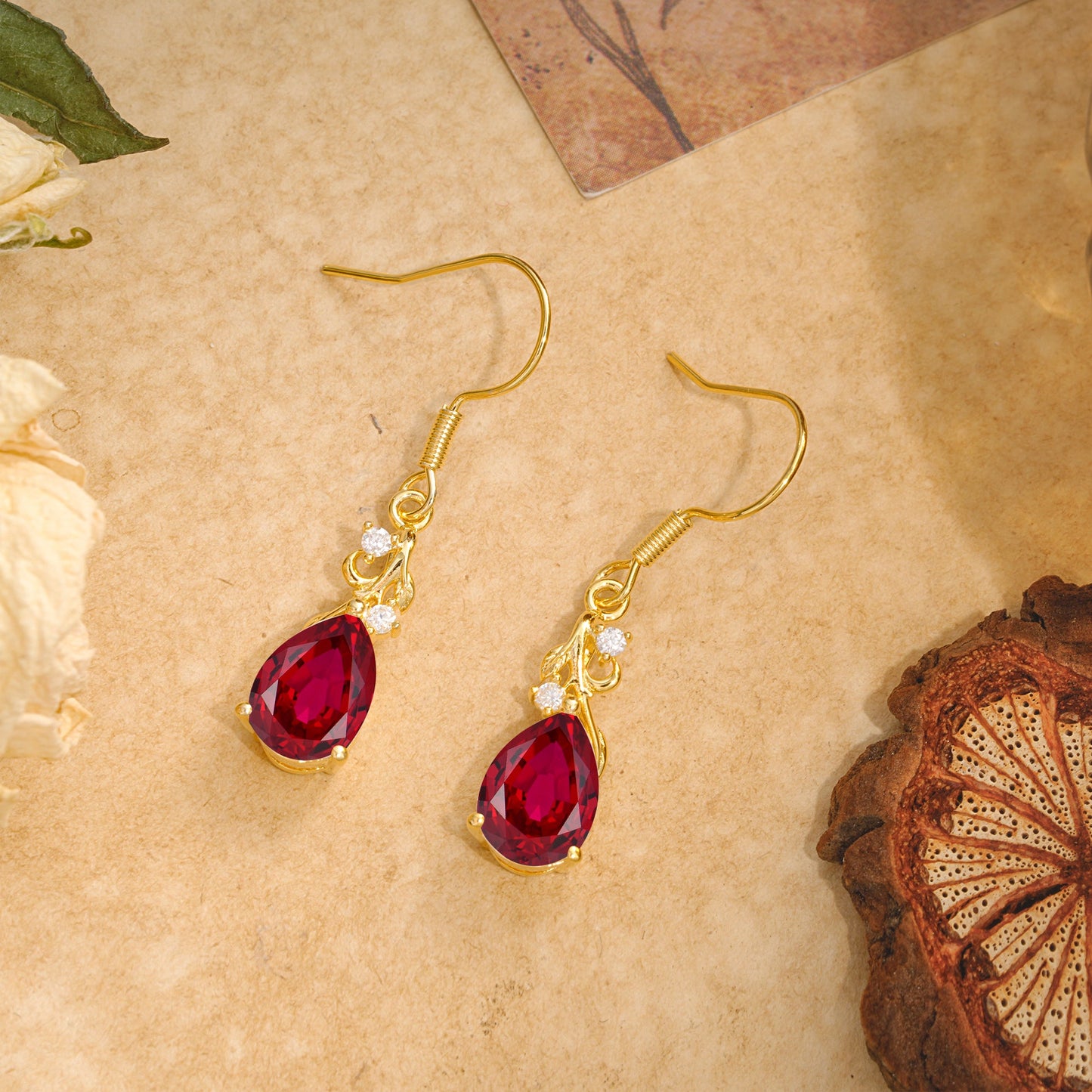 Pear Cut Ruby Earrings Jewelry for Women