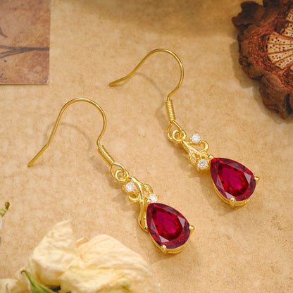 Pear Cut Ruby Earrings Jewelry for Women