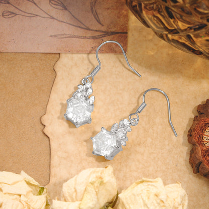 Unique Rose Leaf Hexagon Cut Moissanite Earrings