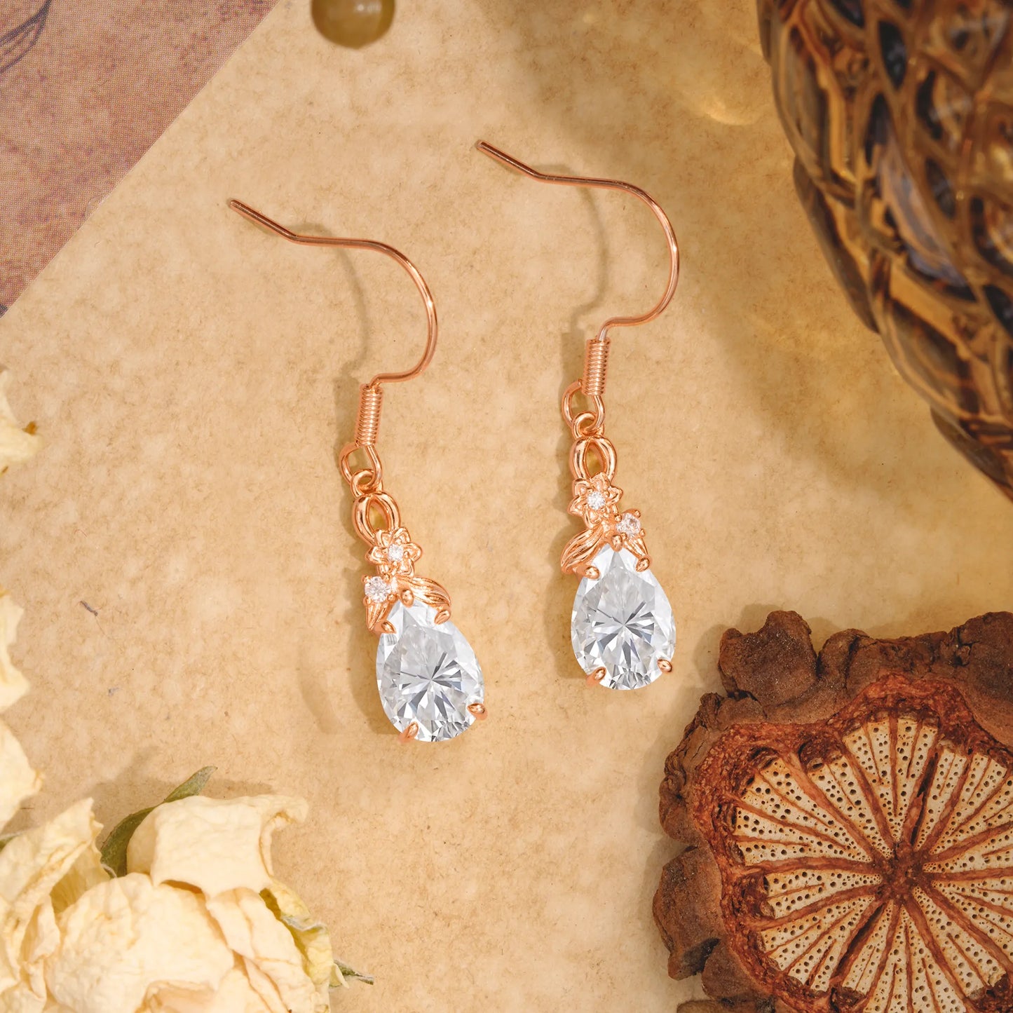 Lightweight 5 Prong Teardrop Moissanite Earrings - Bridal Jewelry for Wedding & Engagement