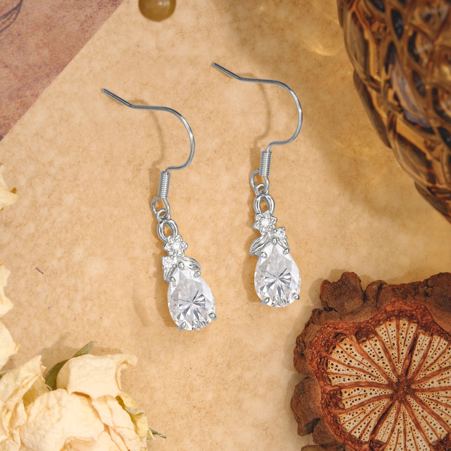 Lightweight 5 Prong Teardrop Moissanite Earrings - Bridal Jewelry for Wedding & Engagement