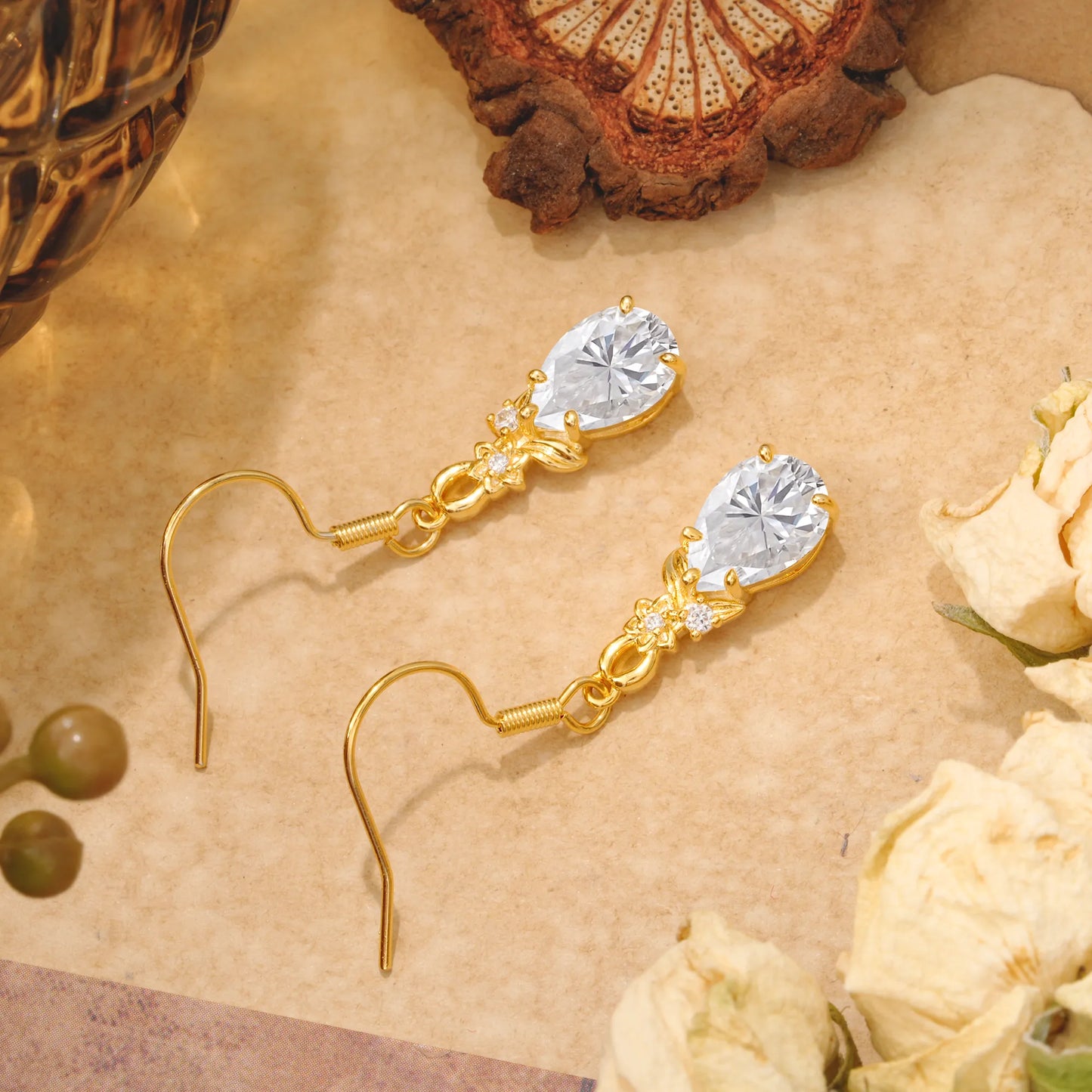 Lightweight 5 Prong Teardrop Moissanite Earrings - Bridal Jewelry for Wedding & Engagement