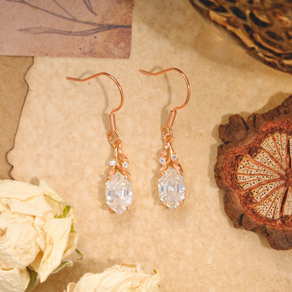 Sparkling Moissanite Earrings with Gold Leaf Detail - Perfect for Women & Daily Wear