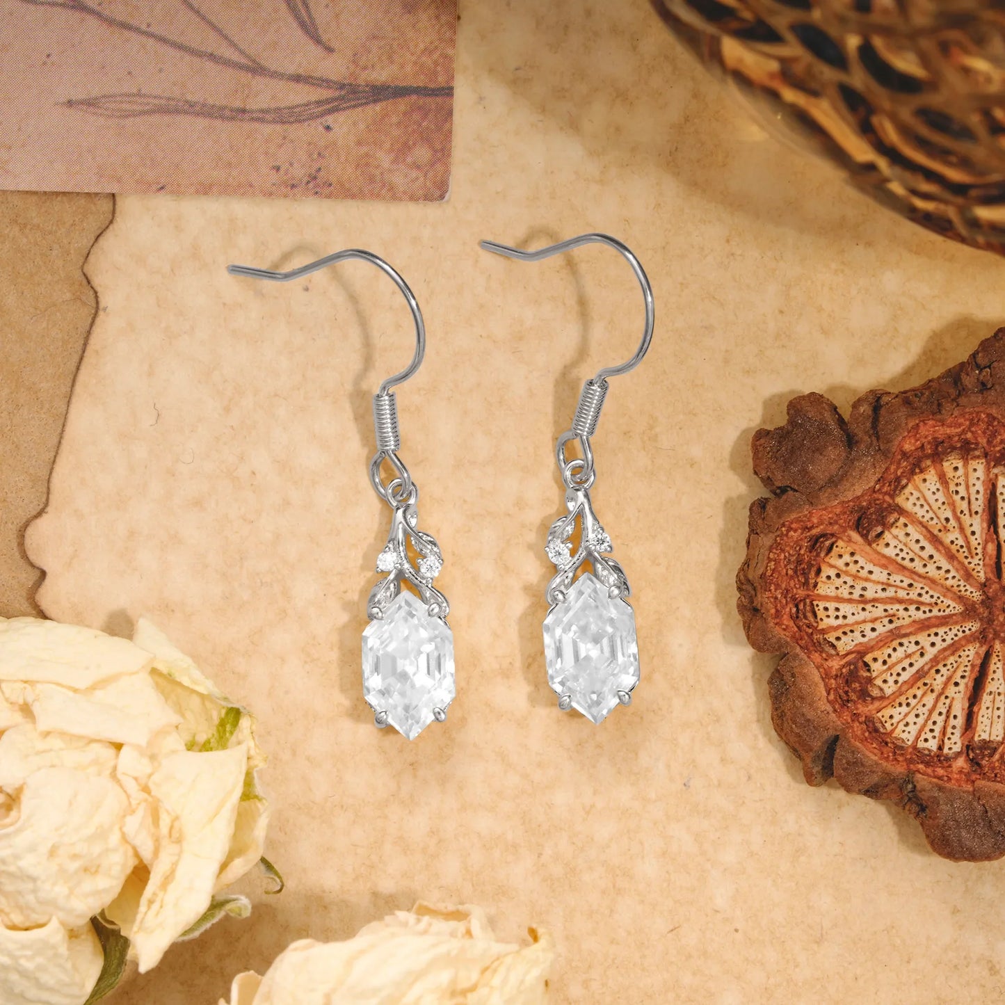 Sparkling Moissanite Earrings with Gold Leaf Detail - Perfect for Women & Daily Wear