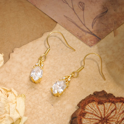 Sparkling Moissanite Earrings with Gold Leaf Detail - Perfect for Women & Daily Wear
