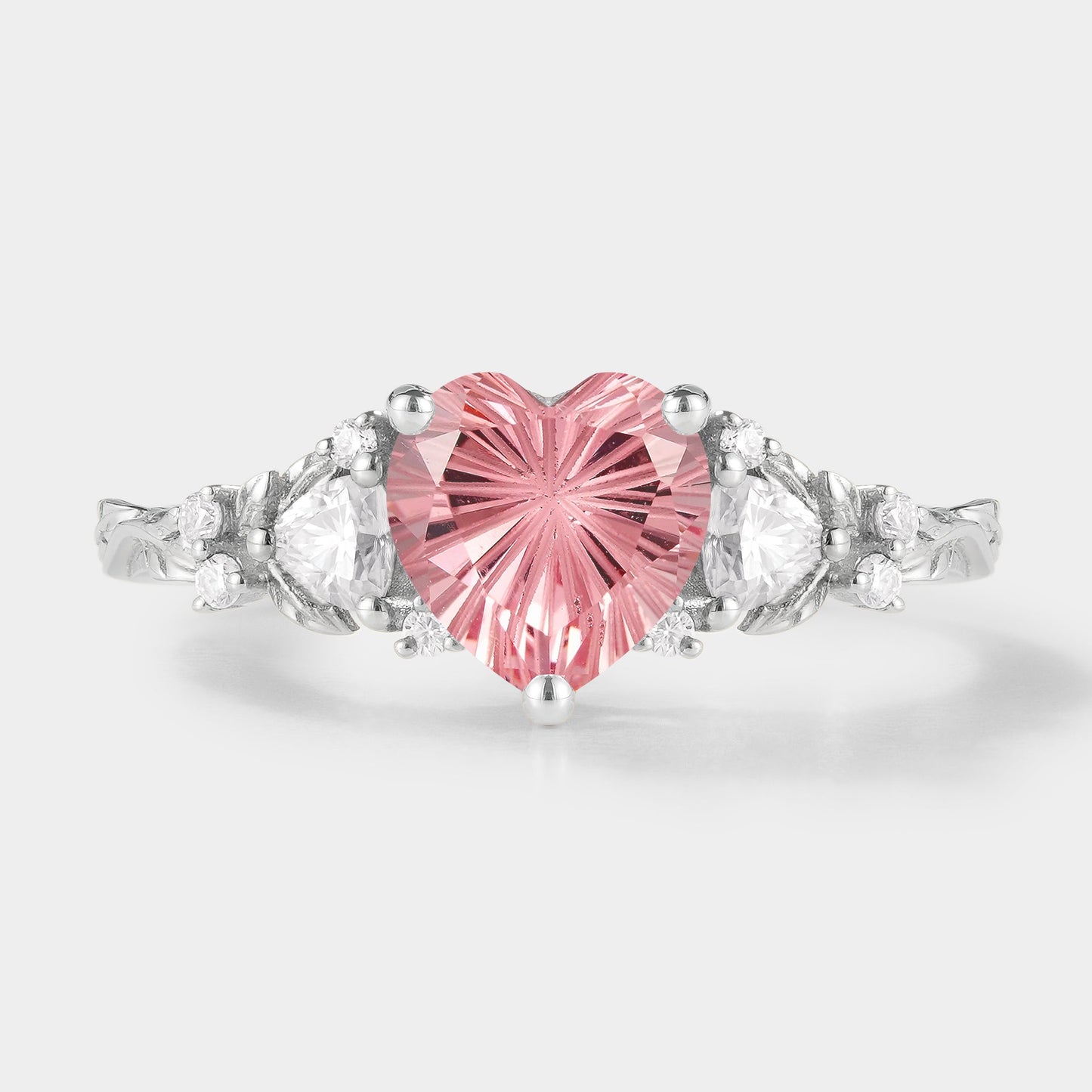 Mythical Heart Shaped Starbrite Cut Padparadscha Engagement Ring