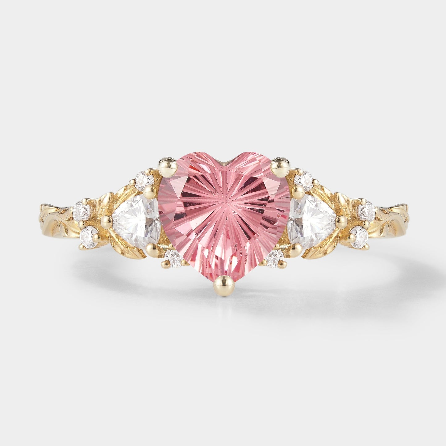 Mythical Heart Shaped Starbrite Cut Padparadscha Engagement Ring