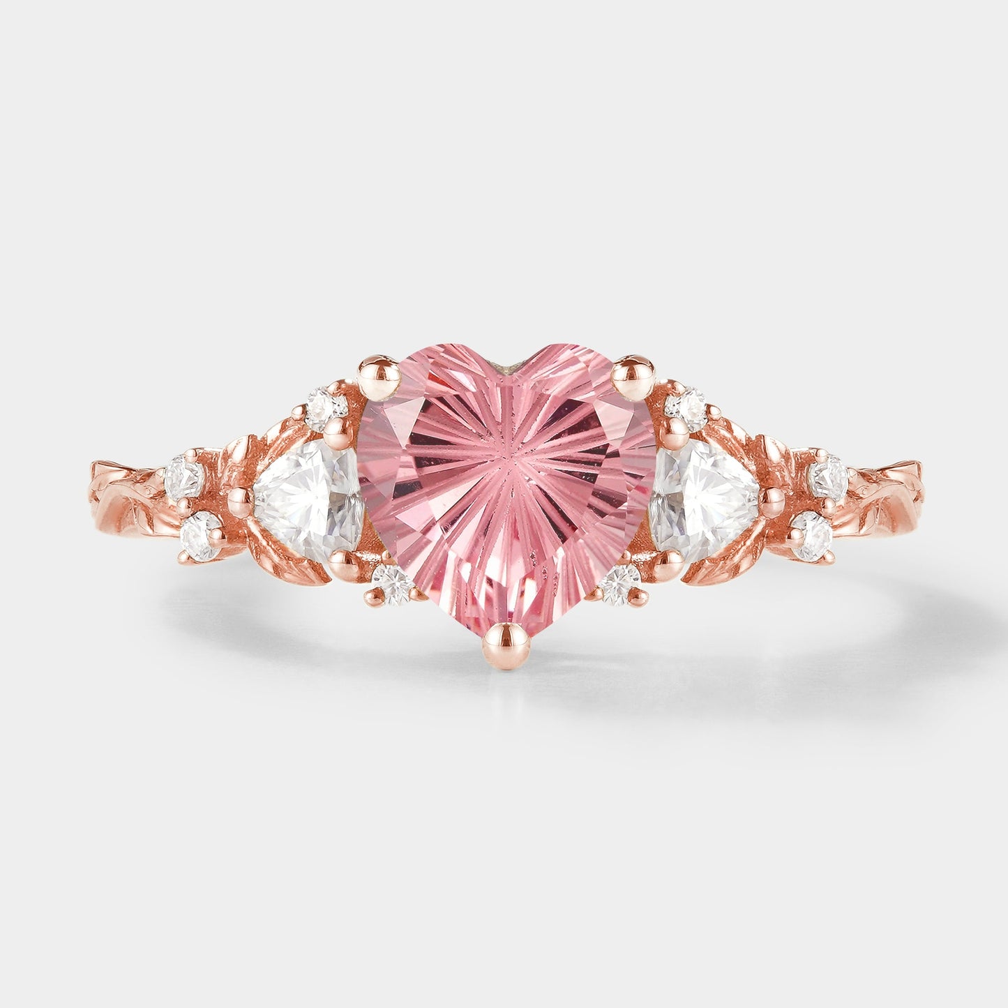 Mythical Heart Shaped Starbrite Cut Padparadscha Engagement Ring