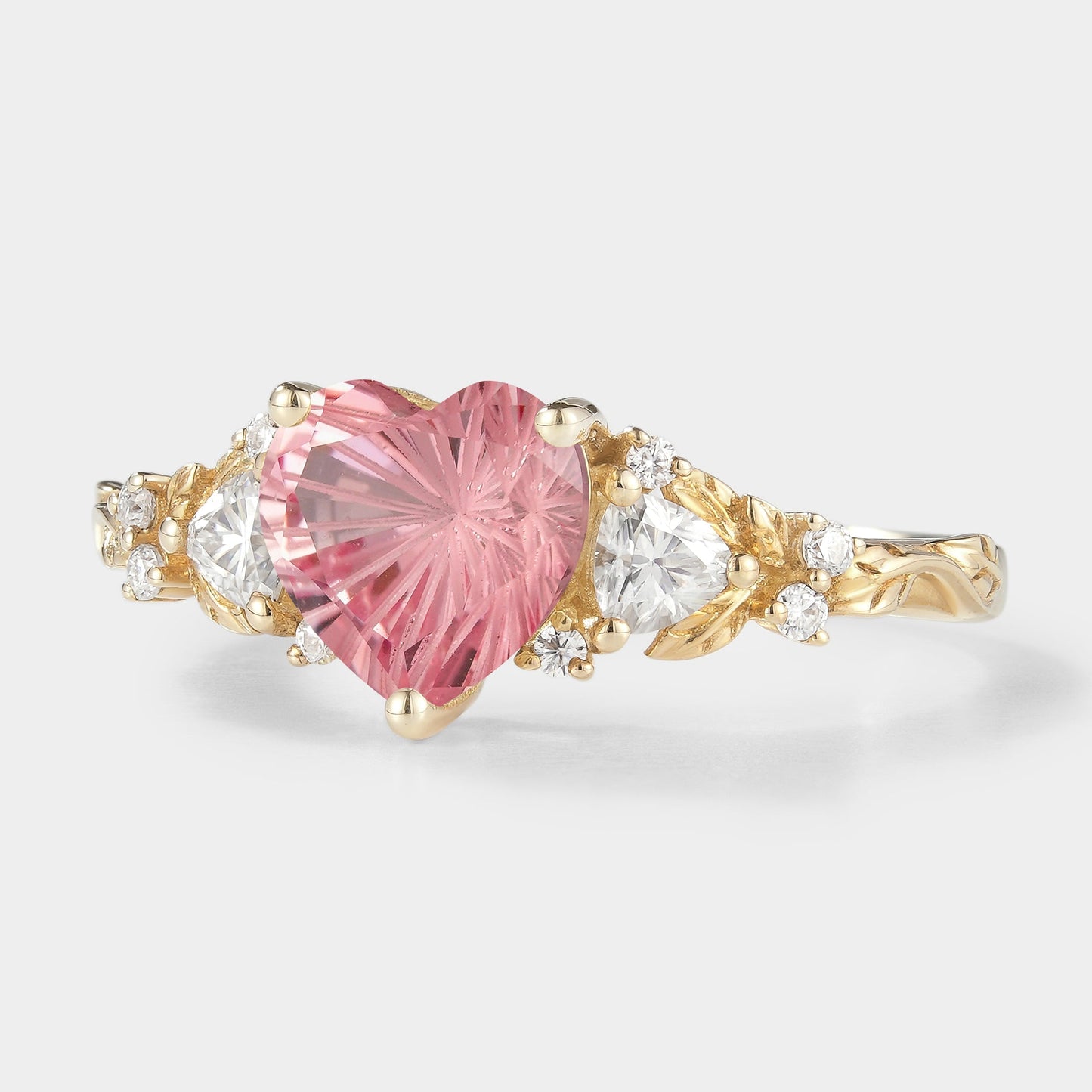 Mythical Heart Shaped Starbrite Cut Padparadscha Engagement Ring