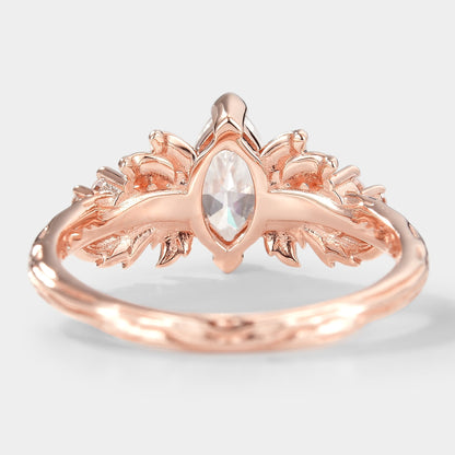 Marquise Cut Moissanite Leaf Engagement Ring