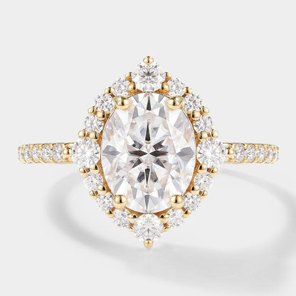 Classic Oval Cut Moissanite Halo Engagement Ring