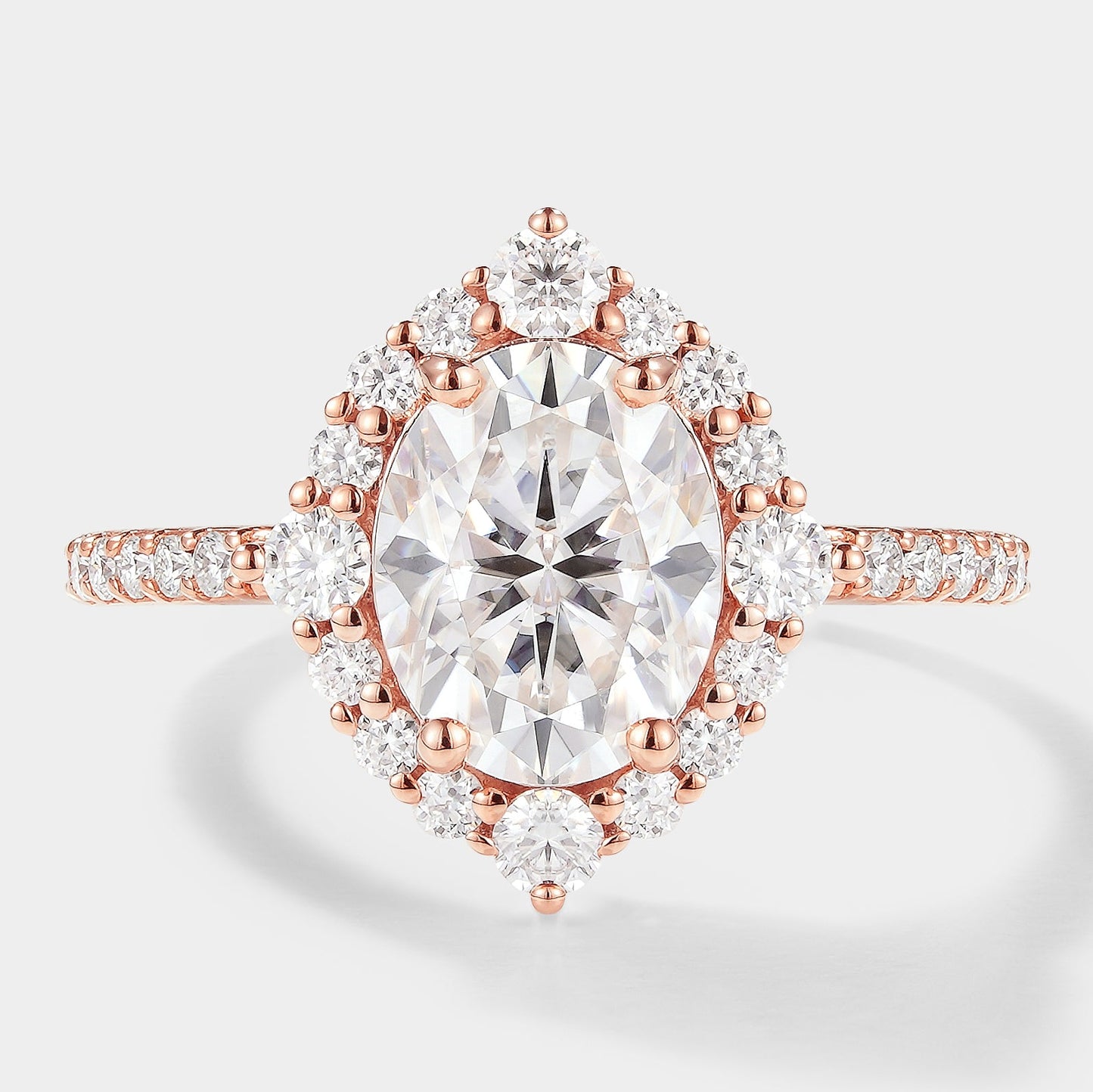 Classic Oval Cut Moissanite Halo Engagement Ring