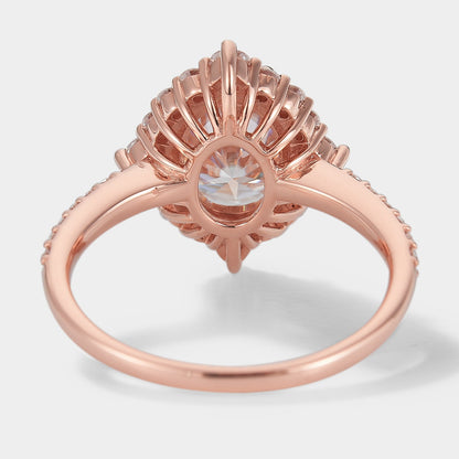 Classic Oval Cut Moissanite Halo Engagement Ring