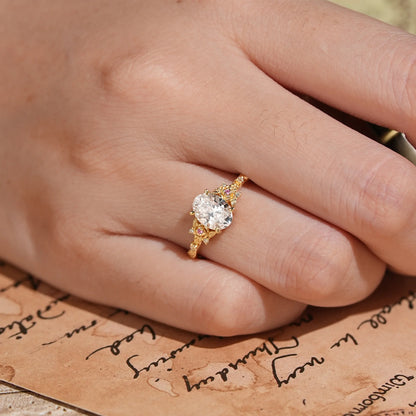 Oval-Cut Lab Grown Diamond Leaf And Flower Inspired Engagement Ring - Alison