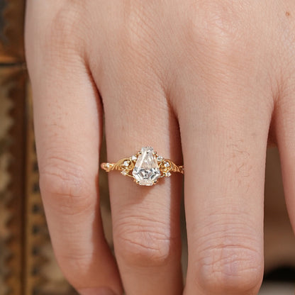 Leaf Inspired Coffin Cut Moissanite Engagement Ring - Sherry