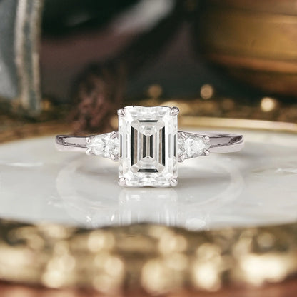 3-stone Moissanite Engagement Ring-Saskia