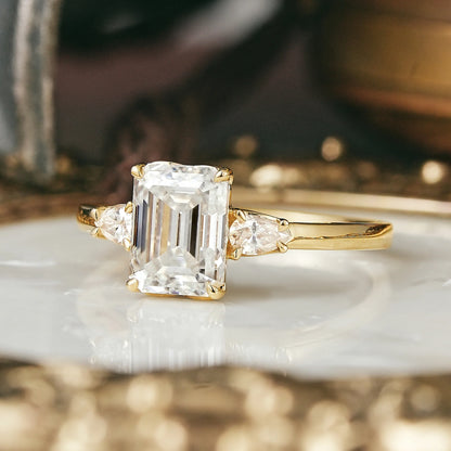 3-stone Moissanite Engagement Ring-Saskia