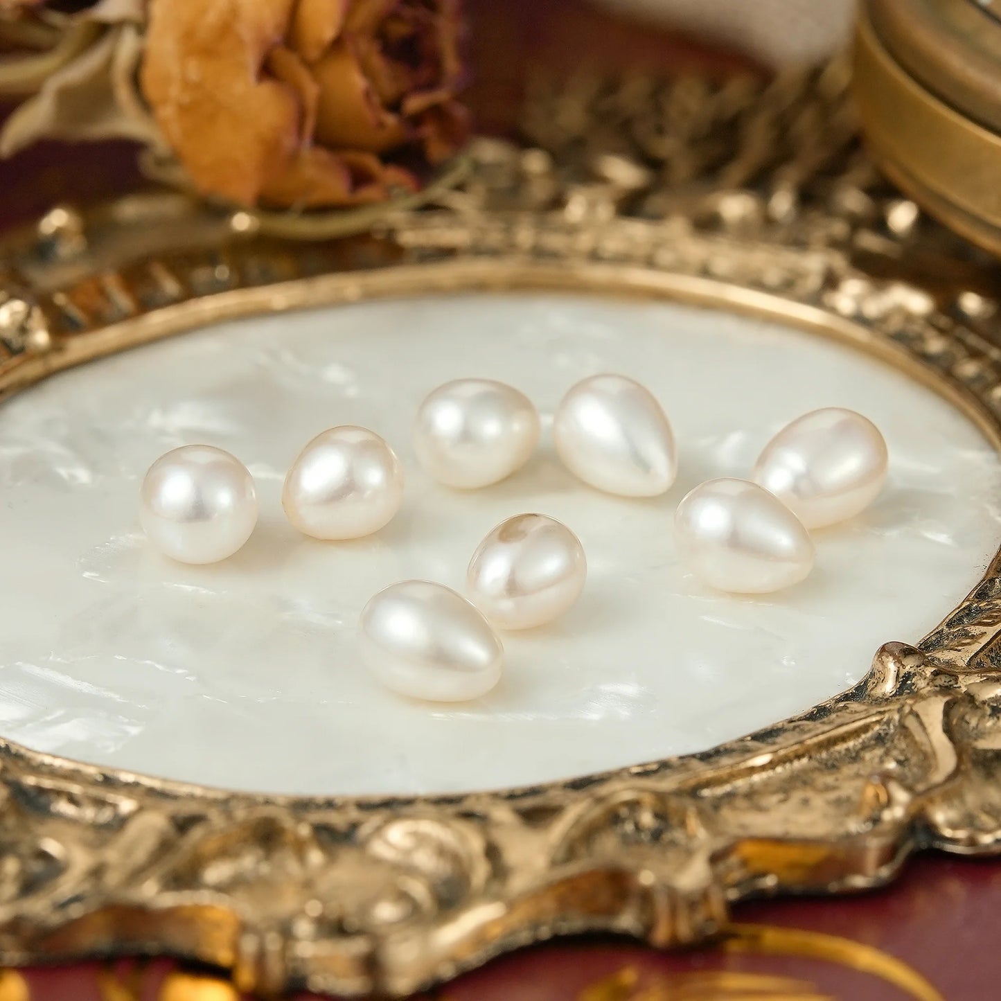 Irregular Cut Freshwater Pearl Flower-Inspired Earrings - Debra