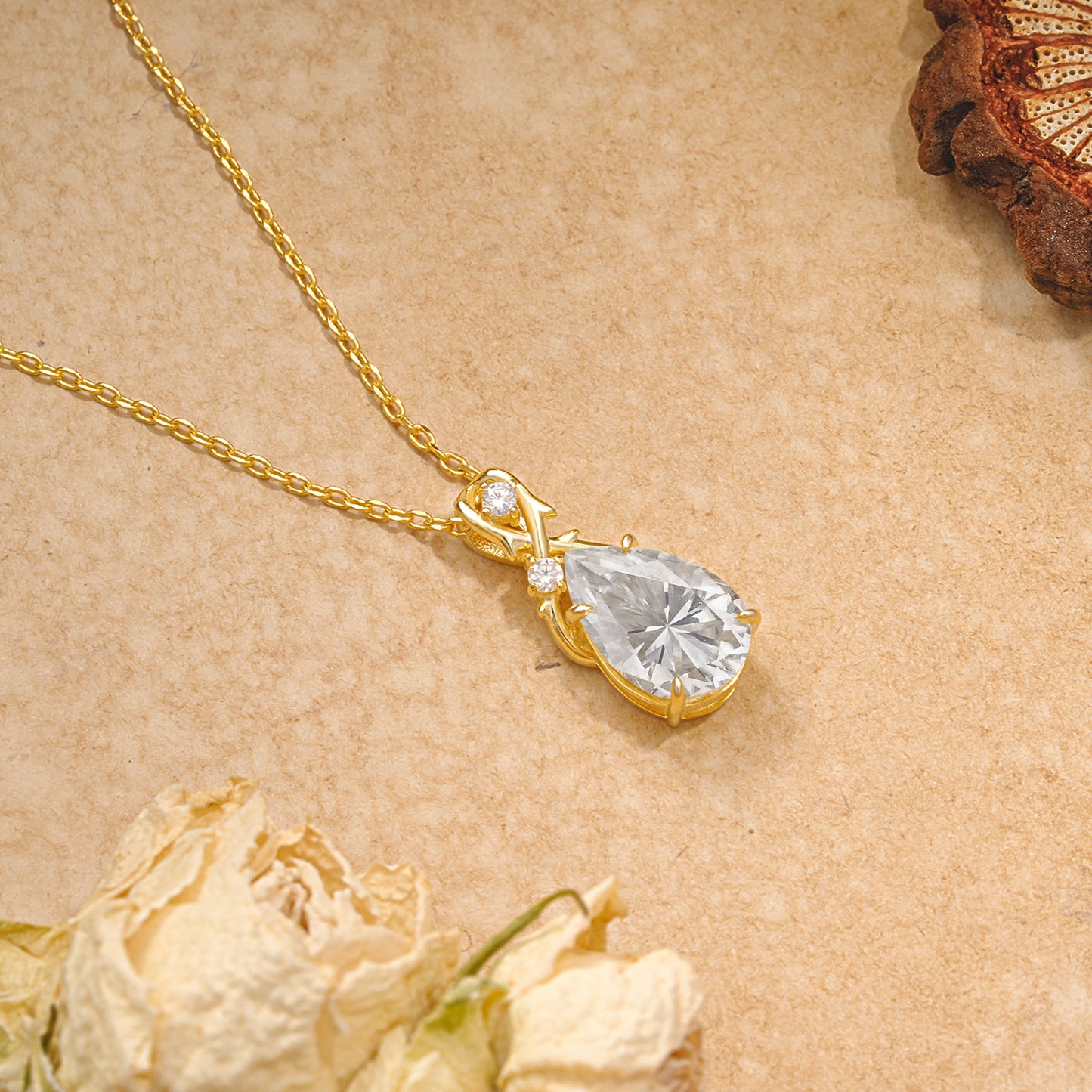 Leaf Pear Cut Moissanite Necklace Pendant Gift for Her