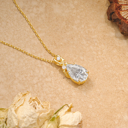 Leaf Pear Cut Moissanite Necklace Pendant Gift for Her