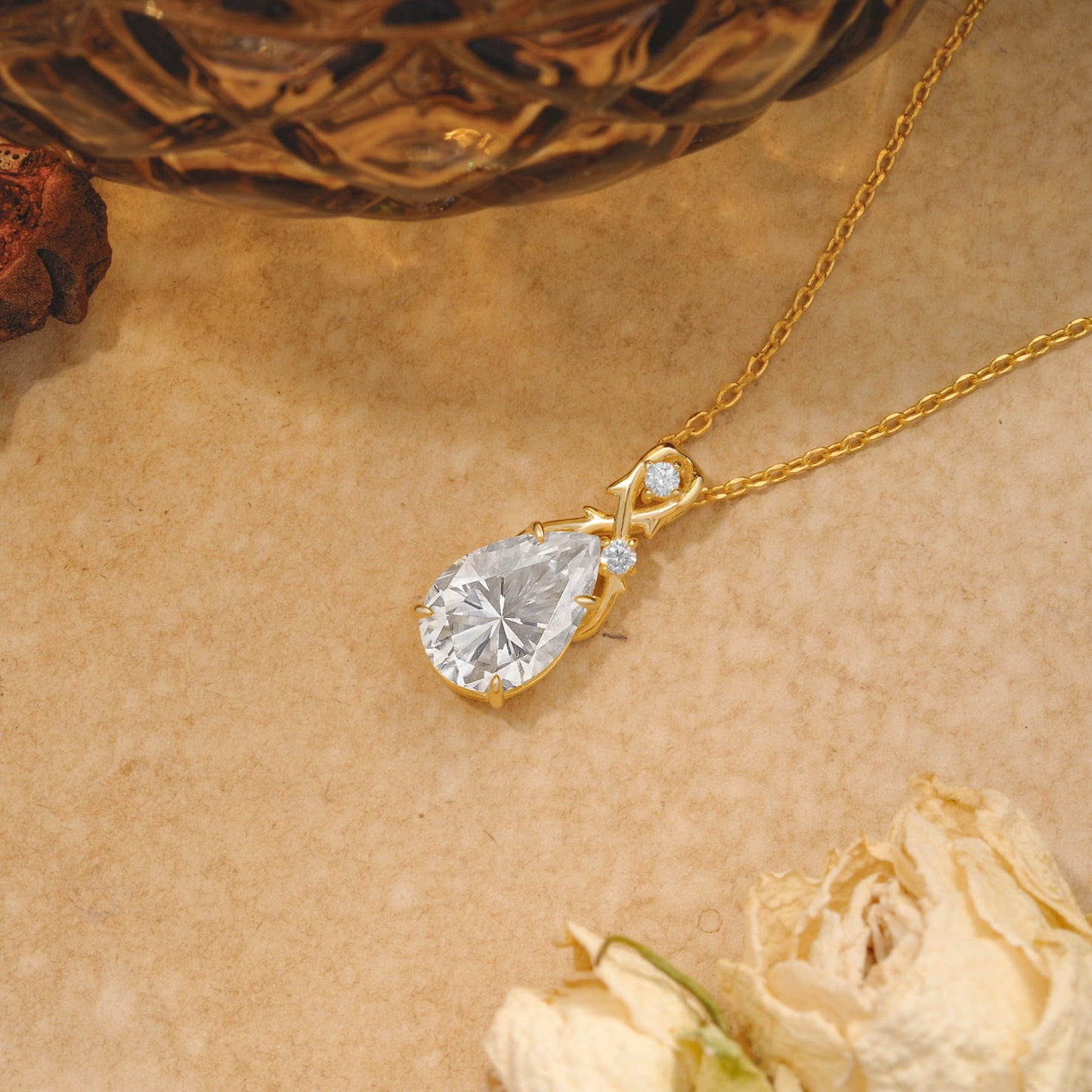 Leaf Pear Cut Moissanite Necklace Pendant Gift for Her