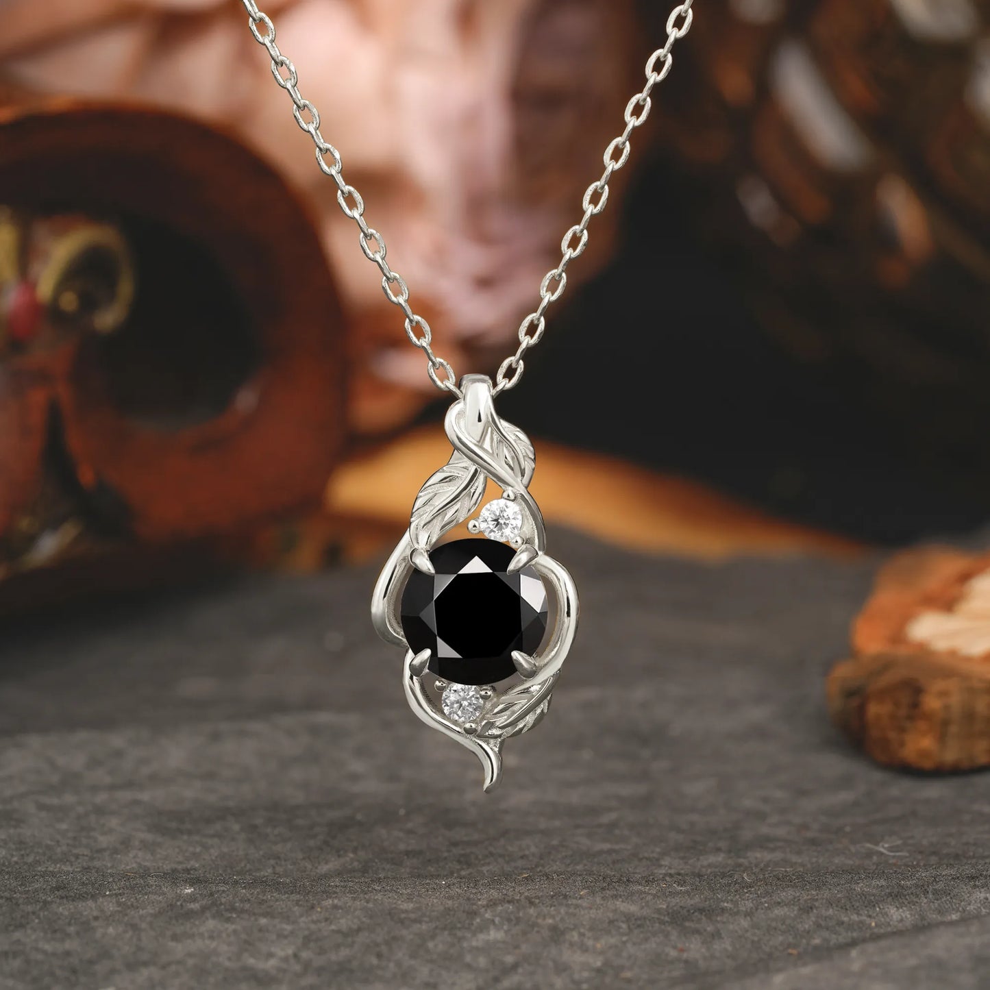 Customization-The pendant only the black onyx leaf designed no chain