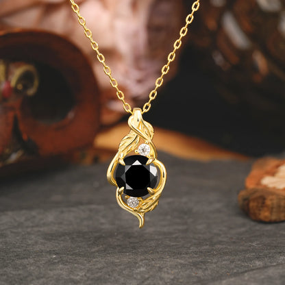 Customization-The pendant only the black onyx leaf designed no chain