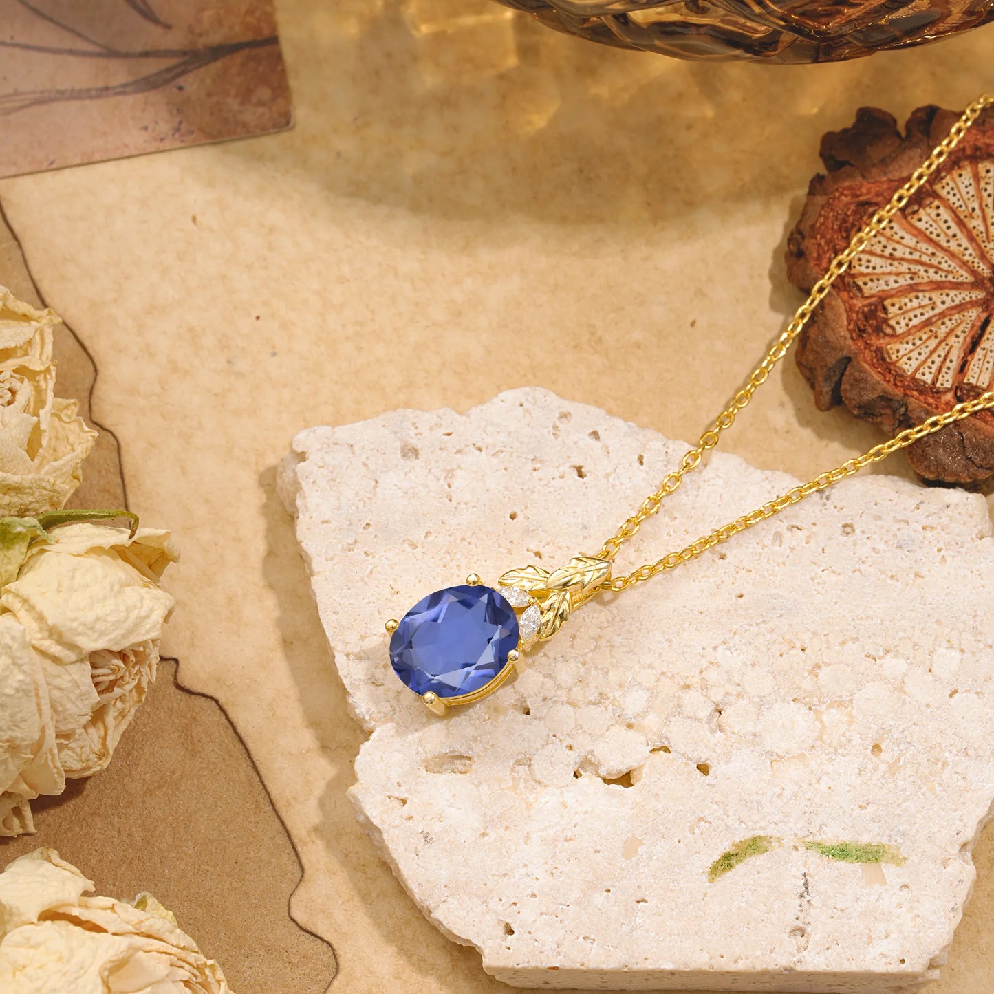 Leaf Accented Oval Cut Tanzanite Pendant Necklace Valentine’s Day Gifts For Women