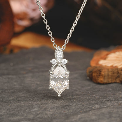 Hexagon Cut Moissanite Pendant Necklace Dainty Jewelry for Women