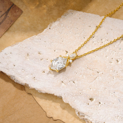 Hexagon Cut Moissanite Pendant Necklace Dainty Jewelry for Women