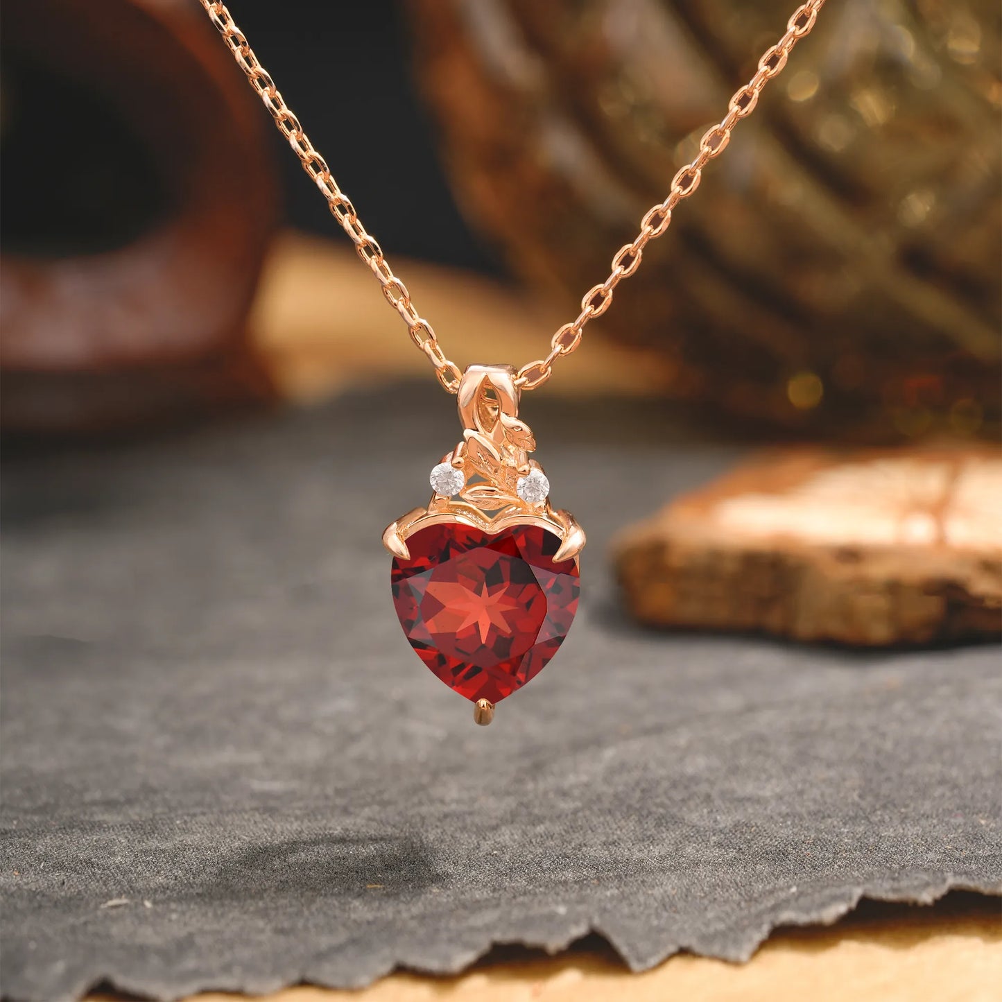 Heart Cut Garnet Pendant Necklace Valentine’s Day Gifts For Women