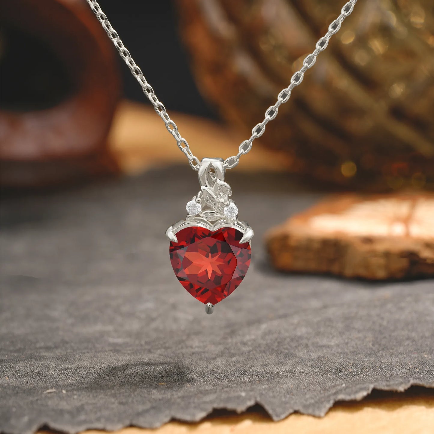 Heart Cut Garnet Pendant Necklace Valentine’s Day Gifts For Women