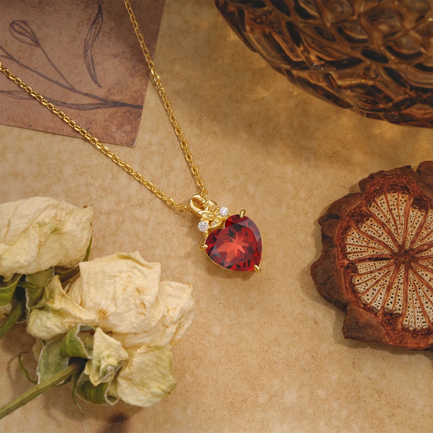 Heart Cut Garnet Pendant Necklace Valentine’s Day Gifts For Women