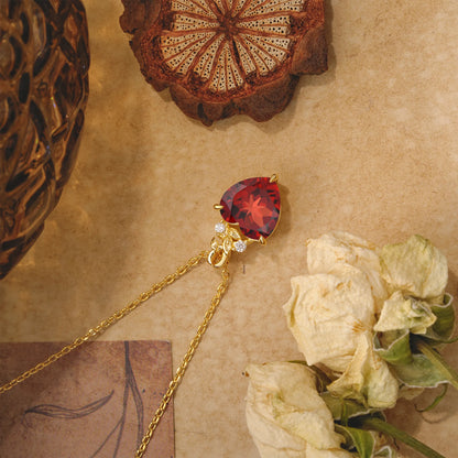 Heart Cut Garnet Pendant Necklace Valentine’s Day Gifts For Women