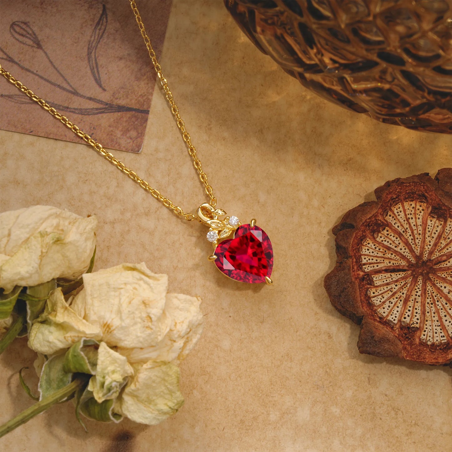 Heart Cut Lab-Grown Ruby Pendant Necklace Valentine’s Day Gifts For Women