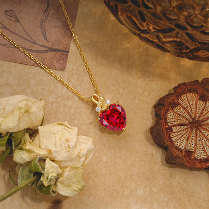 Heart Cut Lab-Grown Ruby Pendant Necklace Valentine’s Day Gifts For Women