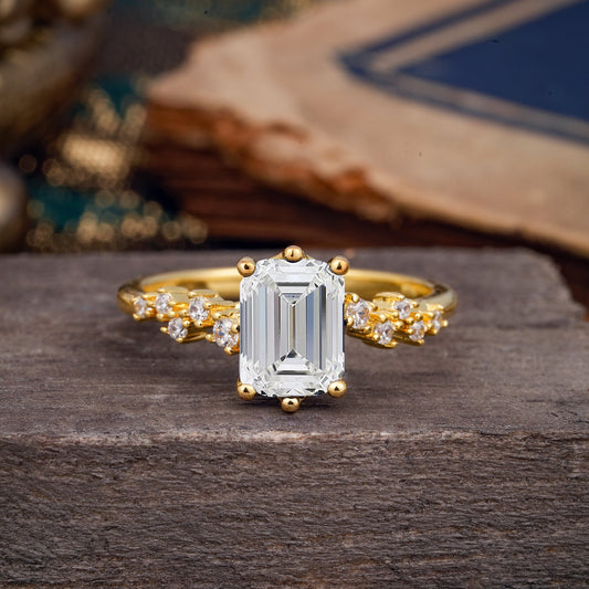 6 Prong Timeless 3 Carat Emerald Cut Lab Diamond Engagement Ring