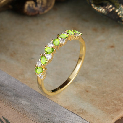 Pear Cut Classic Peridot Half Eternity Wedding Band Anniversary Ring