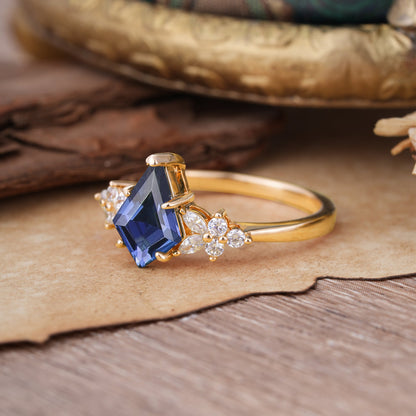 Blossom Kite Cut 2 Carat Tanzanite Engagement Ring Nature Inspired Cluster Leaf Ring