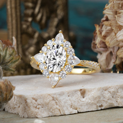 Luxury Oval Cut Halo Pavé Lab Diamond Engagement Ring