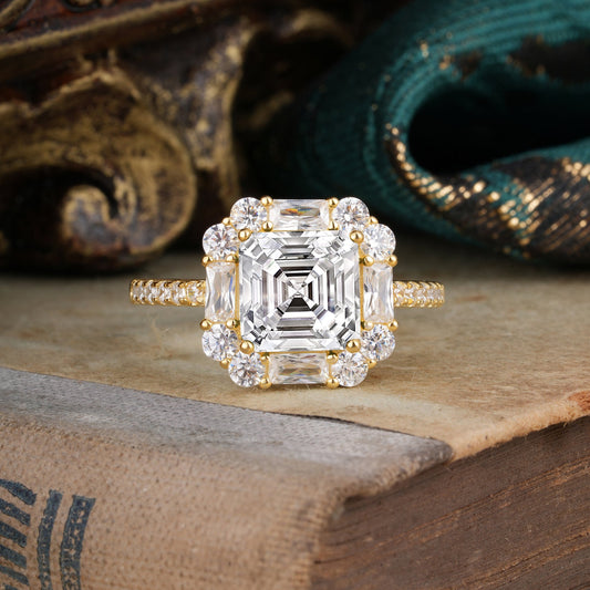 2.5CT Radiant Cut Lab Diamond Cluster Engagement Ring