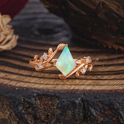 Dazzling Kite Cut Opal Engagement Ring