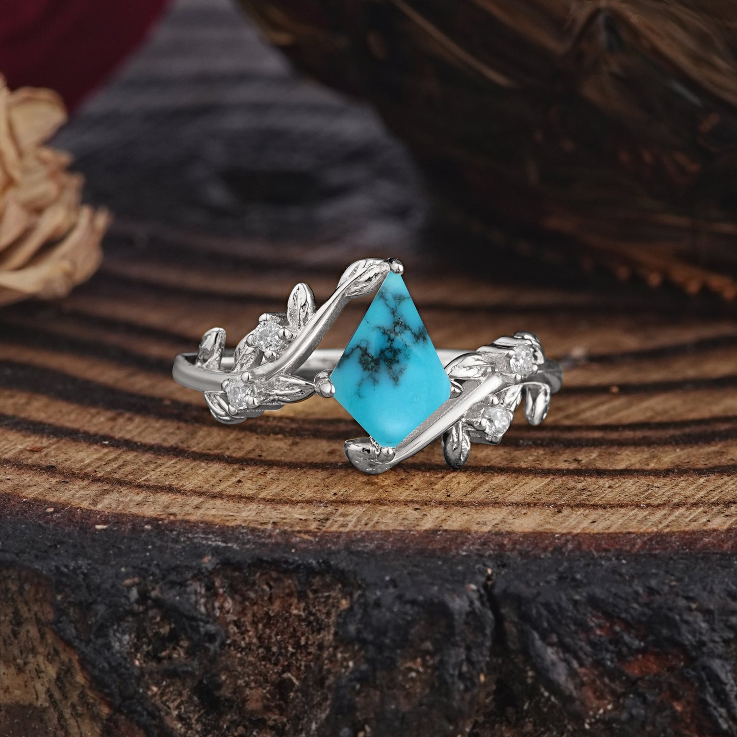 Dazzling Kite Cut Turquoise Engagement Ring