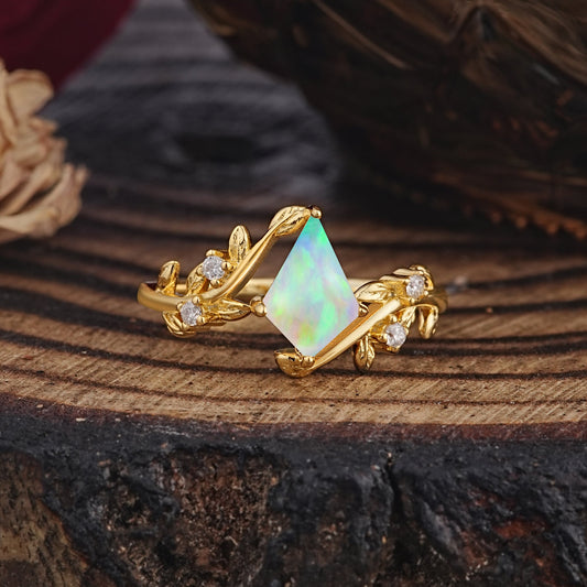 Dazzling Kite Cut Opal Engagement Ring