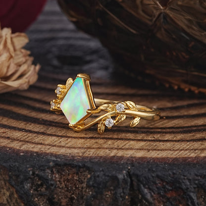 Dazzling Kite Cut Opal Engagement Ring