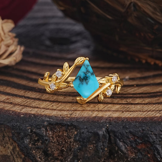 Dazzling Kite Cut Turquoise Engagement Ring