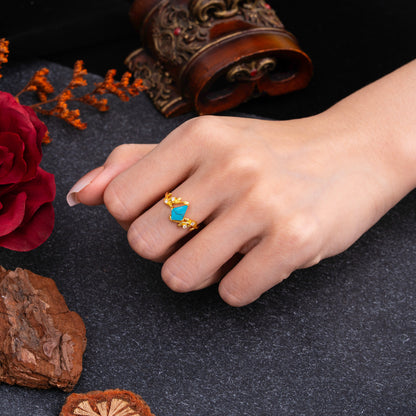 Dazzling Kite Cut Turquoise Engagement Ring
