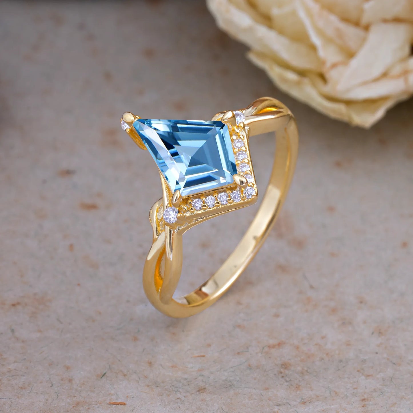 Elegant Kite Cut Aquamarine Engagement Ring for Women