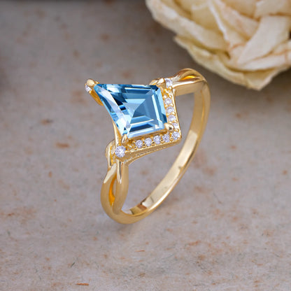 Elegant Kite Cut Aquamarine Engagement Ring for Women