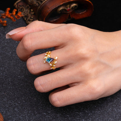Kite Cut Gold Alexandrite Engagement Ring for Women